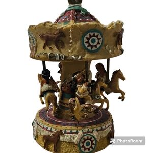 VERY RARE!! Vintage Ten Little Indians American Teepee 10” Musical Carousel